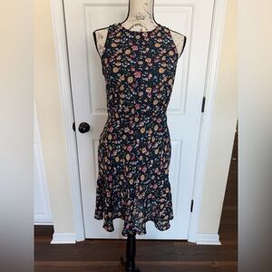 J. Crew Floral Dress - Black with Multicolor Blooms